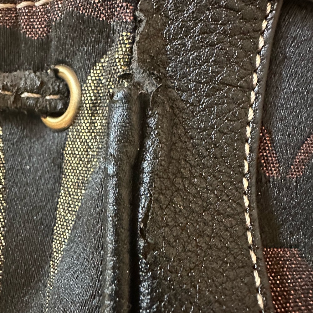 Coach Metallic Signature Jacquard Satchel + Cosmetic Pouch Copper Gold - Picture 13 of 16